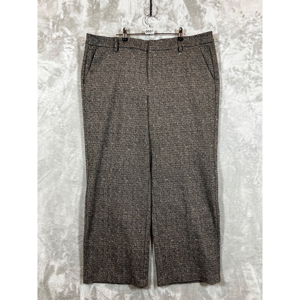 Liverpool Kelsey Wide Leg Trousers Women's‎ 20W Brown Tweed Quiet Luxury Work